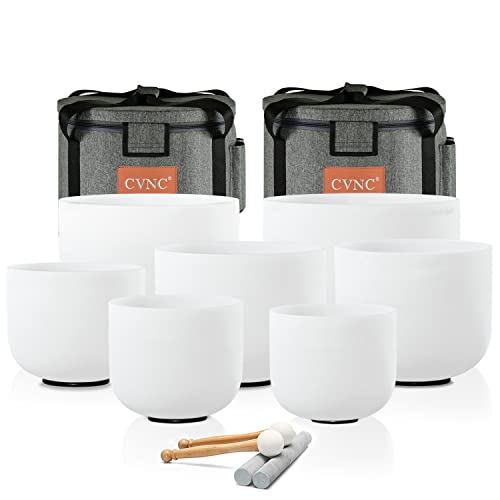 Set of 7 Frosted Chakra Crystal Singing Bowls