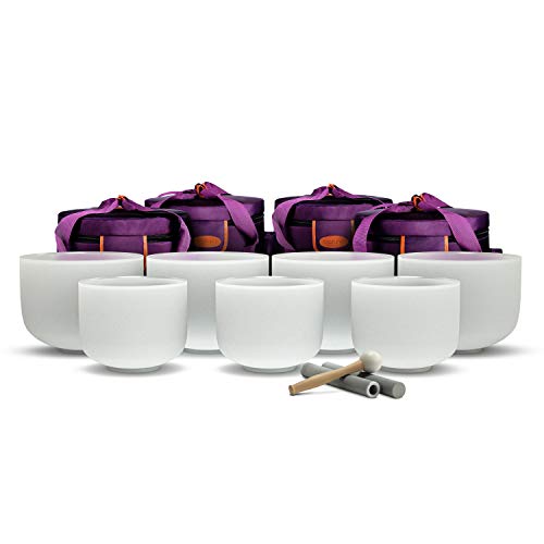 TOPFUND Chakra Crystal Singing Bowls Set with Cases
