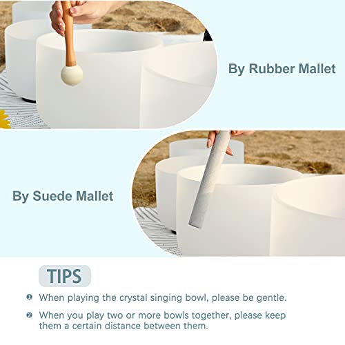 CVNC Quartz Crystal Singing Bowls Set with Carrying Case