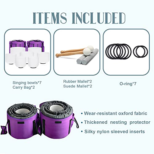 CVNC Quartz Crystal Singing Bowls Set with Carrying Case