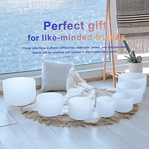 Set of 7 Frosted Chakra Crystal Singing Bowls