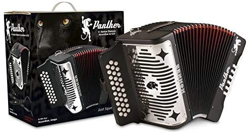 Hohner Panther G/C/F 3-Row Accordion Bundle - Black