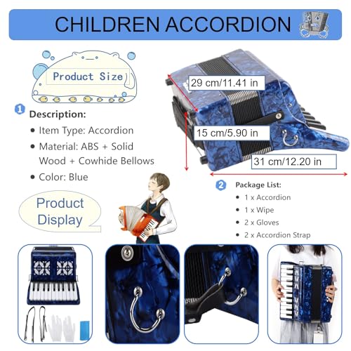 Accordion for Adults 22 Keys 8 Bass with Straps