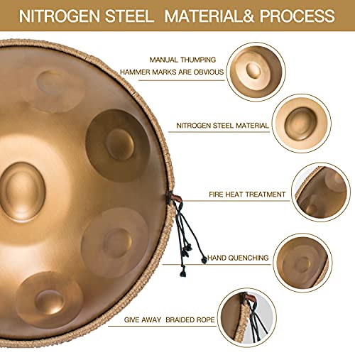 AS TEMAN HANDPAN, D Minor 9 Notes 22" Steel Drum