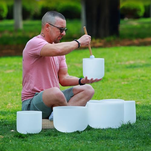 TOPFUND Chakra Crystal Singing Bowls Set with Cases