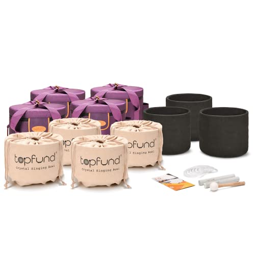 TOPFUND Chakra Crystal Singing Bowls Set with Cases