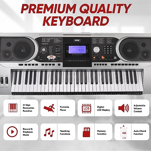 Pyle 61 Key Electronic Piano Keyboard Bundle