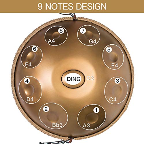 AS TEMAN HANDPAN, D Minor 9 Notes 22" Steel Drum