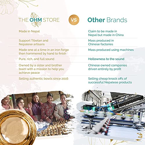 6.5" Deep Tone Meditation Singing Bowl Set - Pure Bronze