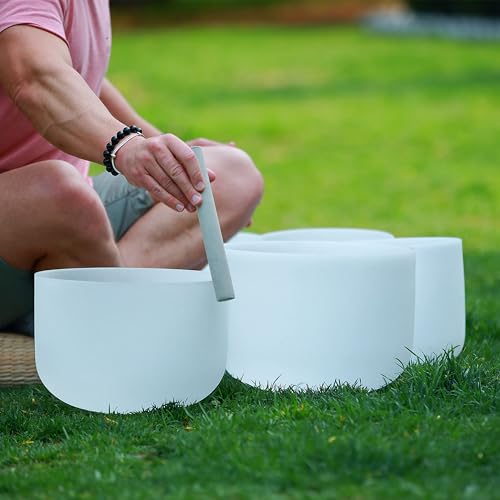 TOPFUND Chakra Crystal Singing Bowls Set with Cases