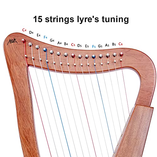 AKLOT 15-string Mahogany Harp - Adult Professional Beginner