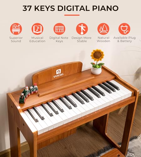 Vangoa Kids 37-Key Digital Wood Piano Educational Toy