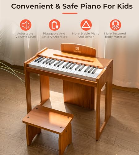 Vangoa Kids 37-Key Digital Wood Piano Educational Toy