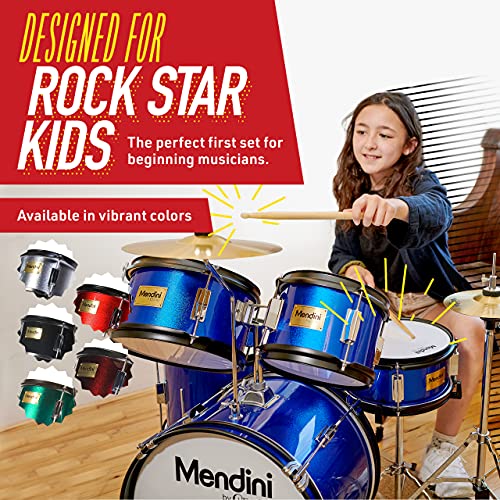 Mendini Kids Drum Set - 5 Piece Red Drums
