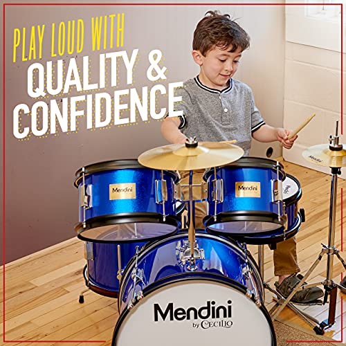 Mendini Kids Drum Set - 5 Piece Red Drums