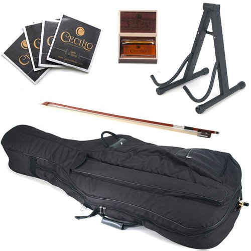 Cecilio CCO-500 Full Size Ebony Cello Bundle
