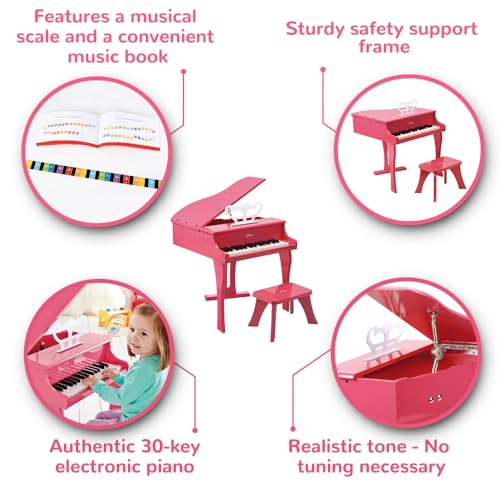 Hape Happy Grand Piano - Pink Wooden Instrument