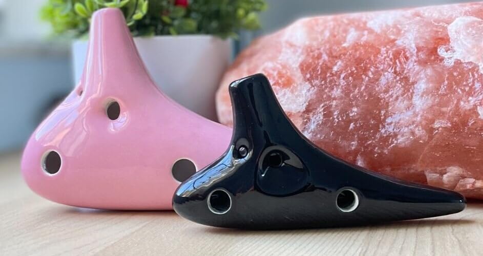 Focalink 12-Hole Alto C Rose Pink Ocarina + Soprano C Black - Easy to Learn & Perfect Gift
