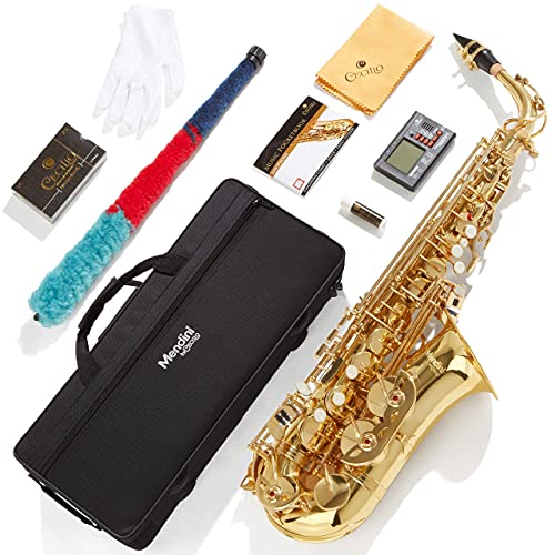 Mendini By Cecilio Eb Alto Saxophone Bundle- Gold