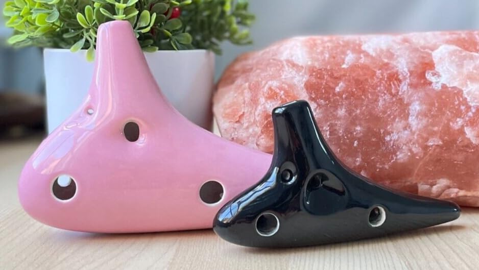 Focalink 12-Hole Alto C Rose Pink Ocarina + Soprano C Black - Easy to Learn & Perfect Gift
