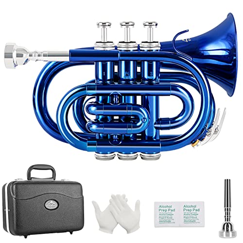 EASTROCK Pocket Trumpet Brass Bb for Students Beginners