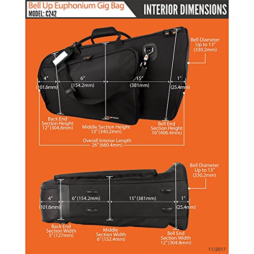 Black Protec Bell Up Euphonium Gig Bag, Gold Series