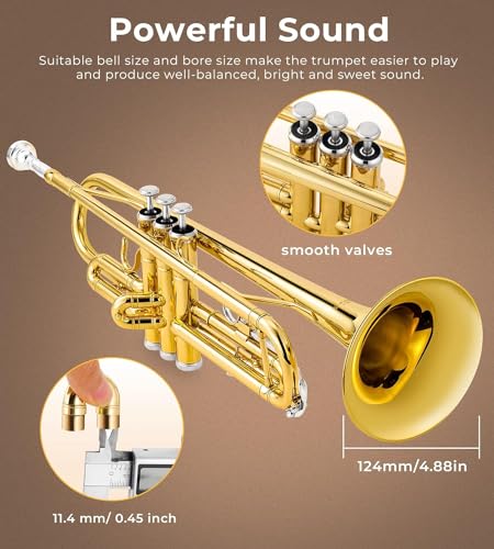 Vangoa Gold Bb Trumpet for Student School Orchestra