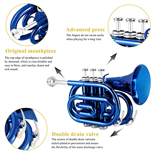 EASTROCK Pocket Trumpet Brass Bb for Students Beginners