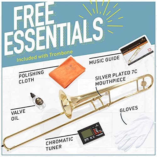 Youth Beginner Trombone Kit by Mendini Cecilio