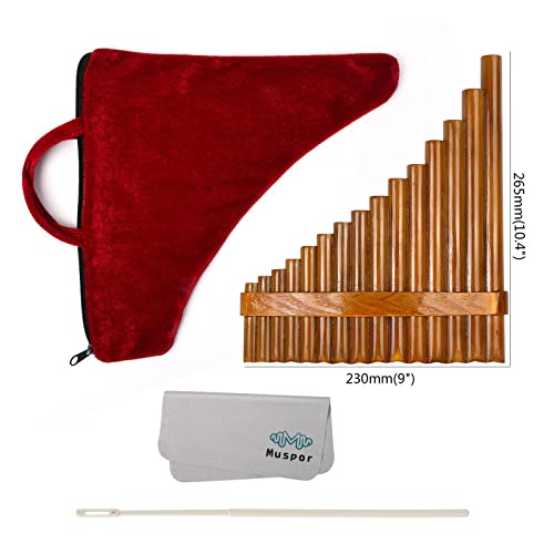 Professional Pan Flute Set with 15 Bamboo Pipes