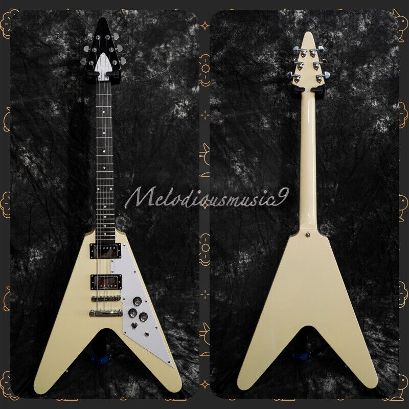 Cream Flying V Electric Guitar with HH Pickups