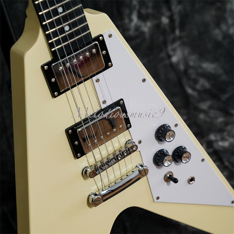 Cream Flying V Electric Guitar with HH Pickups