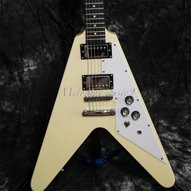 Cream Flying V Electric Guitar with HH Pickups