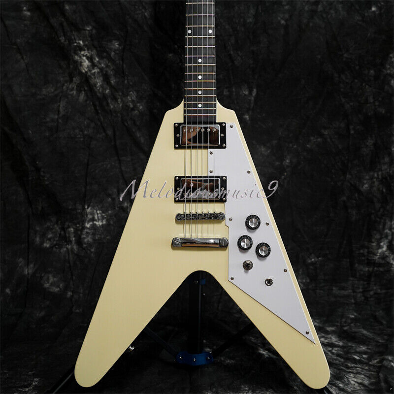 Cream Flying V Electric Guitar with HH Pickups