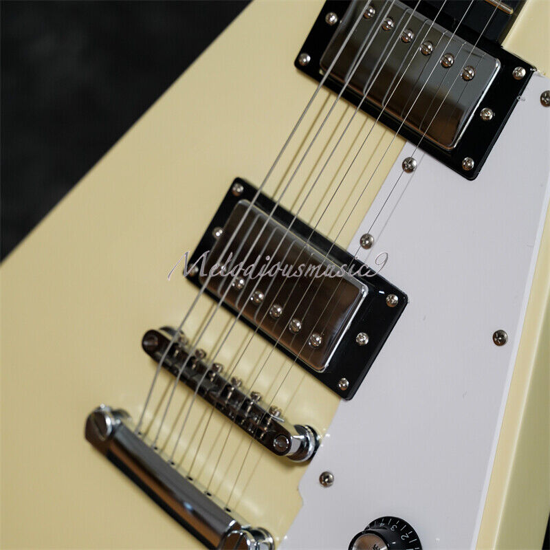Cream Flying V Electric Guitar with HH Pickups