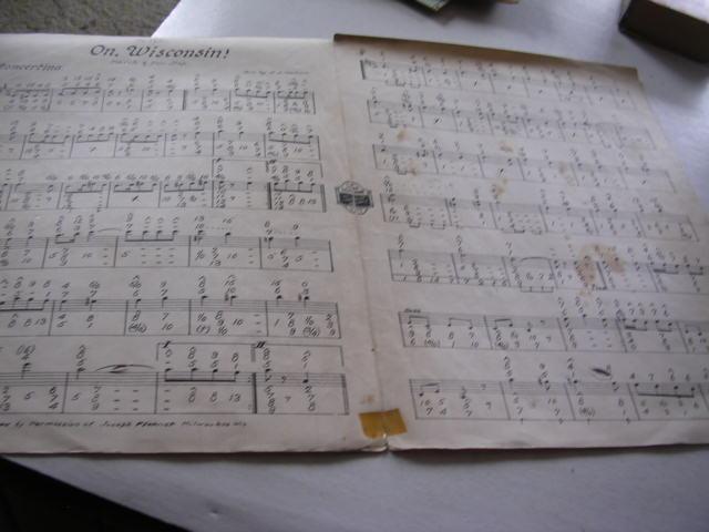 Vintage "On Wisconsin" College Songs Sheet Music Concertina