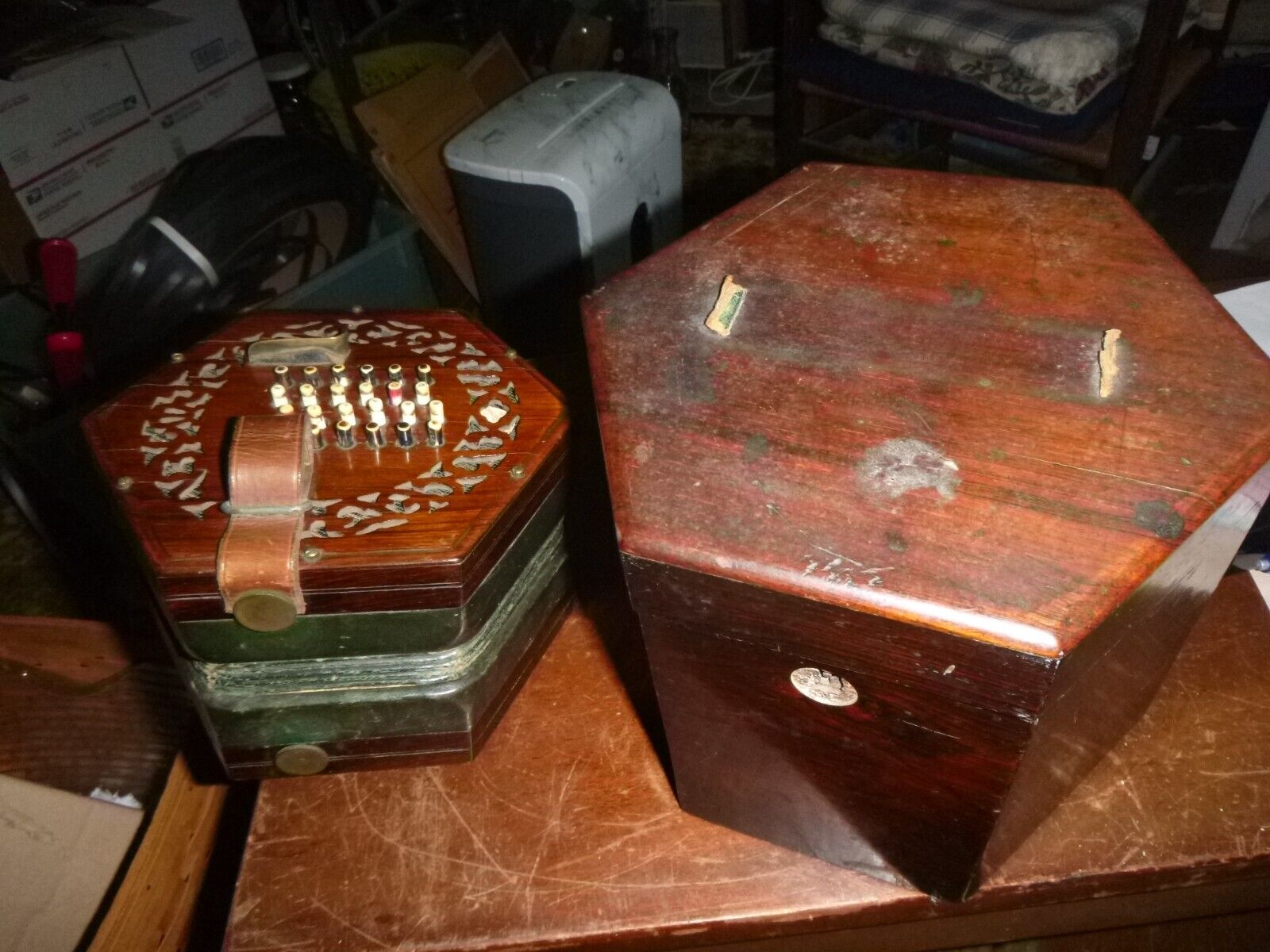 Vintage 48 Button Accordian in Walnut Box