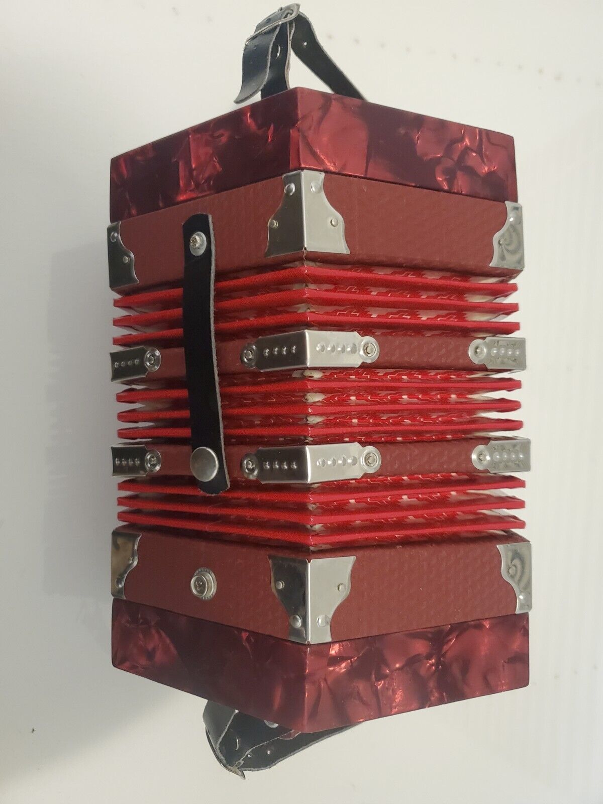 Anglo Style Red Pearl Concertina Accordion Music Instrument