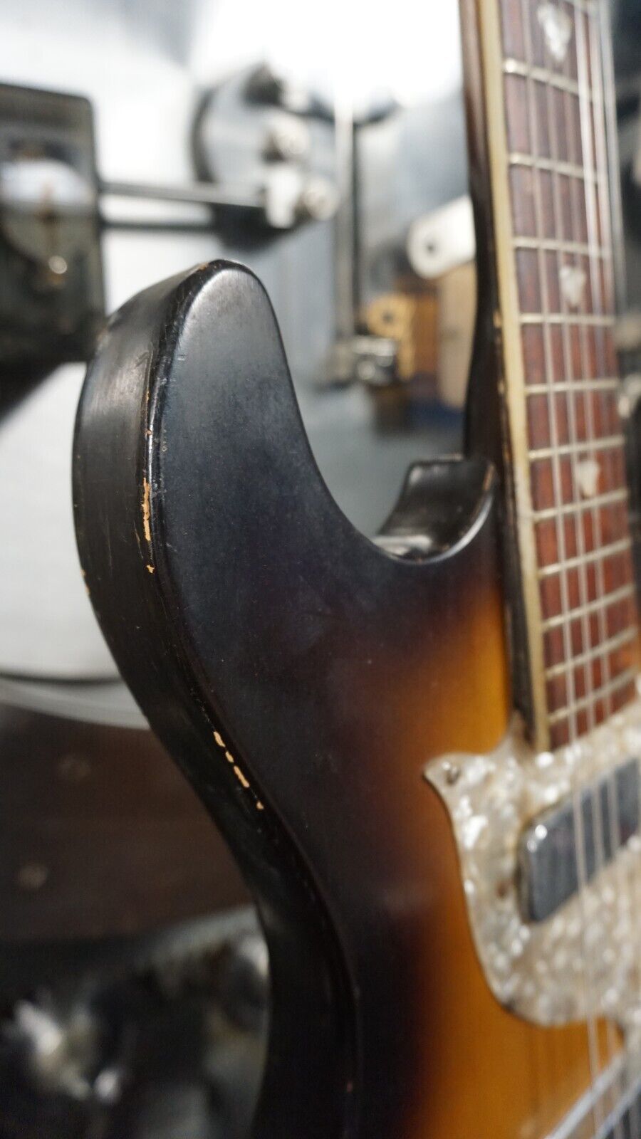 could be rewritten as "1960s Vintage Kay Electric Guitar - Tobacco Burst