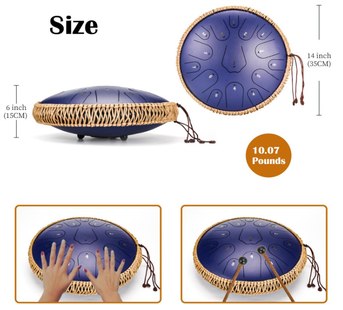 Steel Tongue Drum 15/14 Notes Instrument - Tongue Drums