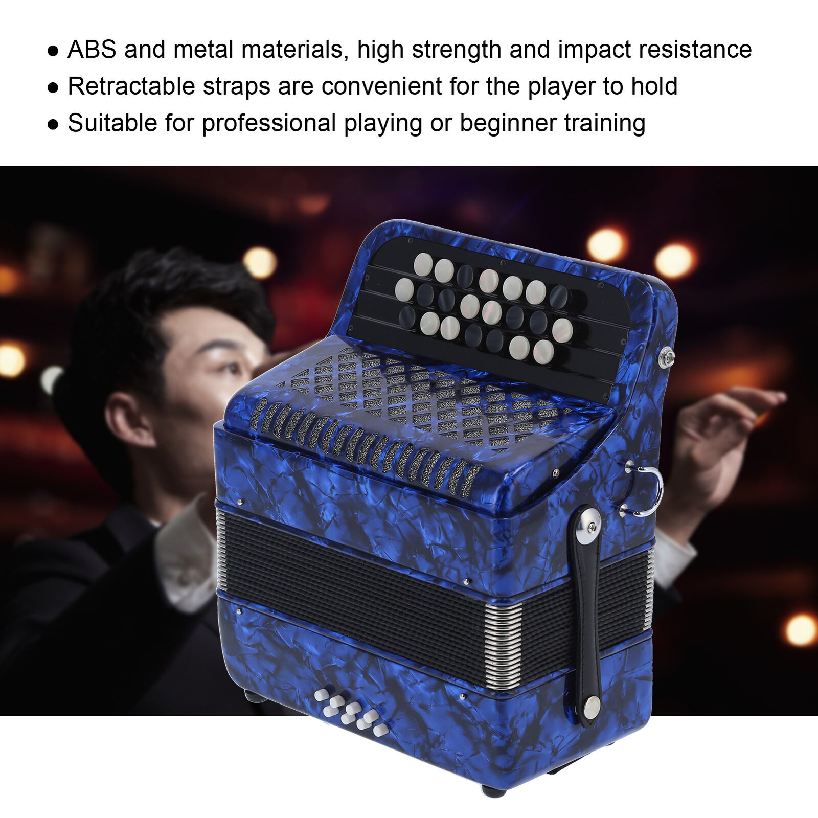 Beginner-friendly 22 Key 8 Bass Accordion