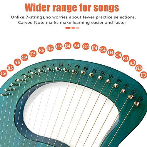 19 Metal Strings Lyre Harp with Bag