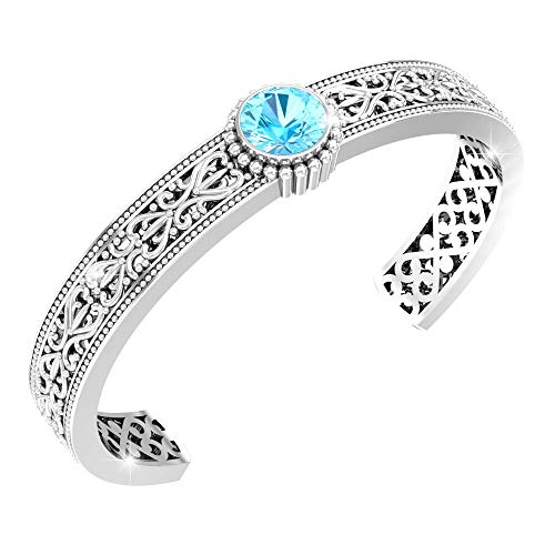 Red Garnet Gemstone Silver Bangle for Women's Jewelry