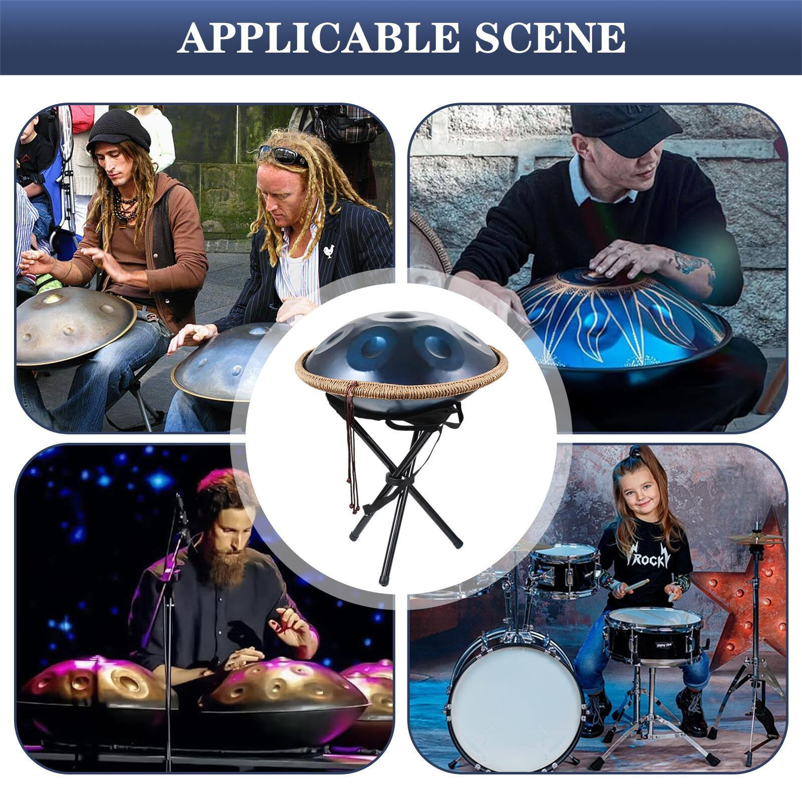 VIP Dark Blue Steel Handpan Drum 9 Notes