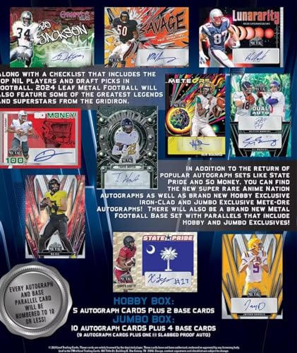 2024 Leaf Metal Football JUMBO Box - 10 Autographs