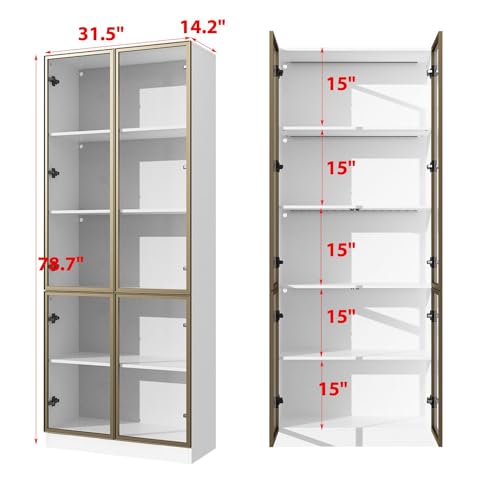 FAMAPY Glass Door Display Cabinet with Lights