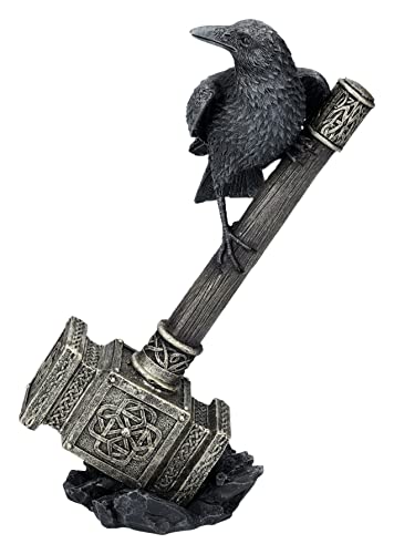 Thor's Hammer Figure with Raven Viking Odin Decor
