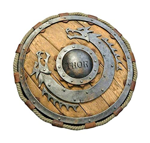 24" Viking Warrior Round Shield Dragon Face Home Decor