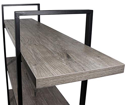 Vintage Industrial 5-Tier Bookcase, Gray Oak Wood Collection