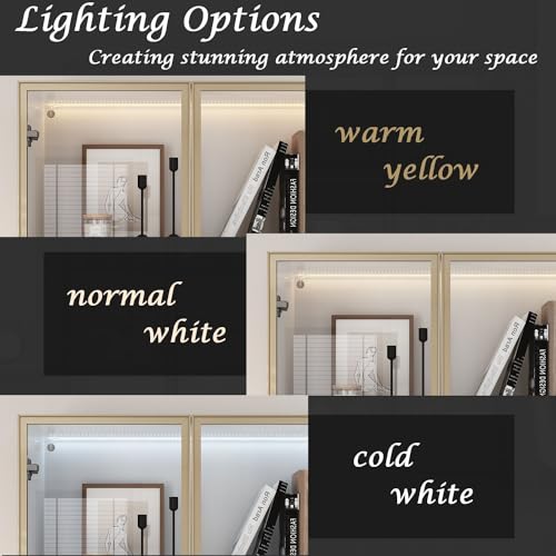 FAMAPY Glass Door Display Cabinet with Lights